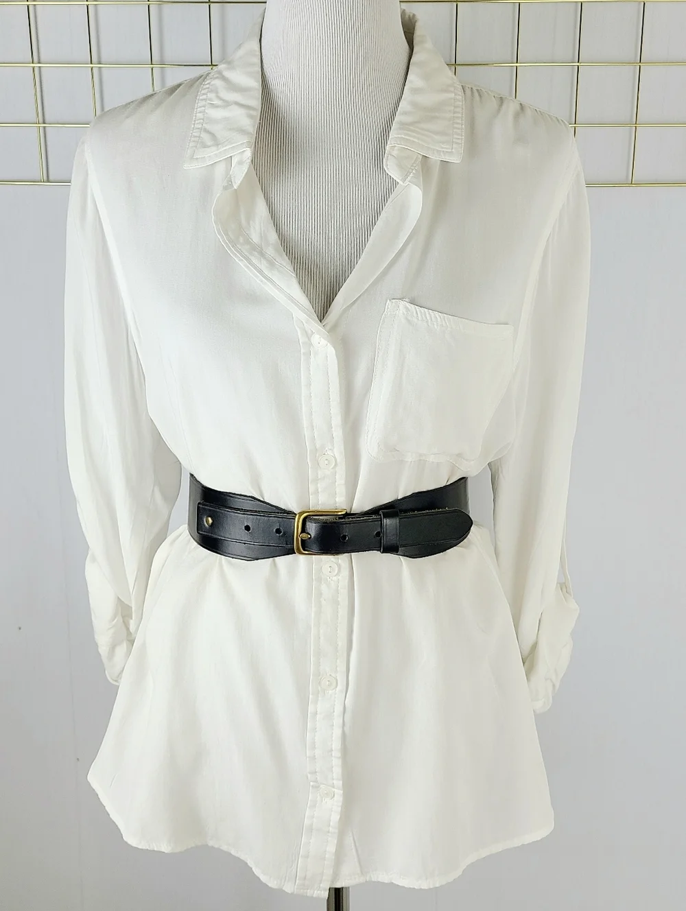 J. Crew Black Equestrian Corset Buckle Made in USA Italian Leather Vintage Belt - Picture 11 of 12